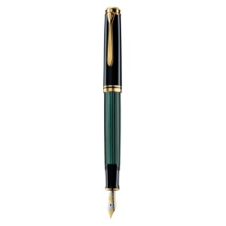 STILOU SOUVERAN M600 EF PENITA AUR 14K+ACCESORII PLACATE AUR NEGRU/VERDE