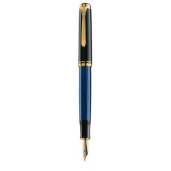 Stilou souveran m800 f penita aur 18k,accesorii placate cu aur,corp negru-albastru