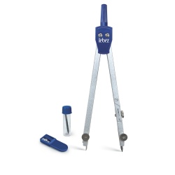 Trusa compas scolar din metal satinat cu deschidere rack, cu 3 accesorii (blister) - Img 2