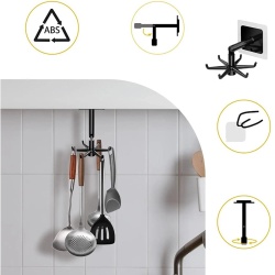Umeras rotativ de bucatarie cu 6 carlige, material ABS, lungime 11 cm, culoare Negru - Img 2