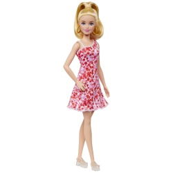 BARBIE PAPUSA BARBIE FASHIONISTA BLONDA CU PARUL PRINS IN COADA SI ROCHIE CU FLORICELE - Img 6