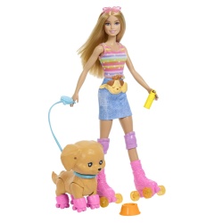 BARBIE PETS SET PAPUSA BARBIE CU PATINE CU ROTILE CATEL SI ACCESORII - Img 6