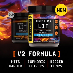 Beyond Raw Lit V2 Pre-workout With Crisp Blue Raspberry Flavor, Pre-workout Cu Aroma De Zmeura Albastra, 479.7 G - Img 2