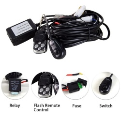 Cablaj pentru proiectoare LED cu telecomanda, functii strobo, relee si sigurante incluse, alimentare 12V - Img 2