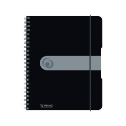 Caiet Herlitz, A5, 80 file, cu spirala, patratele, coperta pp cu elastic, 4 perforatii, negru opac - Img 3