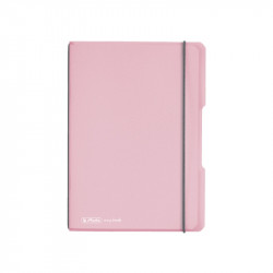 Caiet my.book flex a5 40f 80gr patratele, coperta roz transparenta, elastic gri