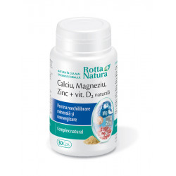 Calciu magneziu zinc + vit. d2 naturala 30cps rotta natura