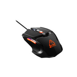 CANYON Vigil GM-2 Optical Gaming Mouse with 6 programmable buttons, Pixart optical sensor, 4 levels of DPI and up to 3200, 3 million times key life, 1.65m PVC USB cable,rubber coating surface and colorful RGB lights, size:125*75*38mm, 140g