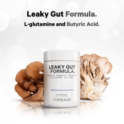 Codeage Leaky Gut Supplement - L-glutamine, Prebiotics, Probiotics, Postbiotic, Formula Avansata Pentru Sanatatea Intestinala, 60 Cps - Img 2