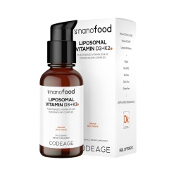 Codeage Liposomal Vitamin D3+k2 Orange Flavor, Vitamina D3+k2 Lipozomala Cu Aroma De Portocala, Formula Avansata Pentru Absorbtie Superioara, 59.2 Ml