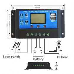 Controler/Regulator de incarcare panou solar, 12 - 24V, 30A, mini dual USB - Img 7