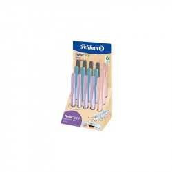 DISPLAY STILOU TWIST DIN MATERIAL RECICLAT, 15 BUC ASORTATE (4 ALBASTRU, 3 ROZ, 4 MOV, 4 GRI)