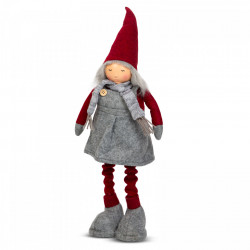 Figurină spiriduș textilă de Crăciun - picior telescopic - 40 - 60 cm - Img 1
