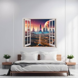 Folie imprimata color pentru decor perete locuinta, dimensiune 125 x 110cm, model: VIEW TO HAVEN 03 - Img 1