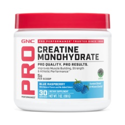 Gnc Pro Performance Creatine Monohydrate, Creatina Monohidrata Cu Aroma De Zmeura Albastra Pentru Sustinerea Musculaturii Si A Functiei Cognitive, 198 G