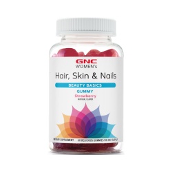 Gnc Women's Hair, Skin & Nails Strawberry , Jeleuri Cu Biotina Si Vitamine Pentru Frumusetea Parului, Pielii Si Unghiilor, 60 Jeleuri