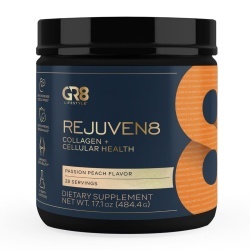 Gr8 Lifestyle Rejuven8 Collagen And Cellular Health With Passion Peach Flavor, Formula Pentru Sanatatea Pielii, Articulatiilor Si Regenerare Celulara, Cu Aroma De Passion Peach, 484.4 G