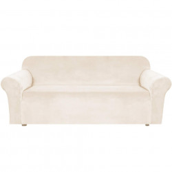 Husa universala pentru canapea standard cu 3 locuri, imitatie catifea, culoare BEJ - Img 4