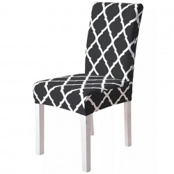 Husa universala pentru scaune clasice, model ROMB, culoare NEGRU + ALB - Img 2