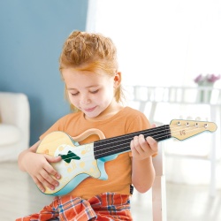 Jucarie din lemn – Instrument Ukulele (chitara) alba – invata sa canti cu lumini - Img 4