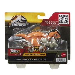 JURASSIC WORLD FIERCE CHANGERS DOUBLE DANGER DINOZAUR TRANSFORMABIL CARNOTAURUS SI STEGOSAURUS - Img 1