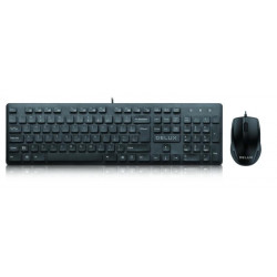 Kit TASTATURA si Mouse DELUX, "KA150U", cu fir, 105 taste format standard, mouse , 3/1 butoane, negru, "KA150UKIT" (include TV 0.75 lei) - Img 1
