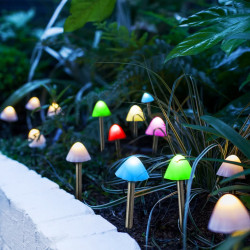 Lampa solara LED - 12 mini ciuperci - multicolor - 28,5 cm x 4 m - Img 1