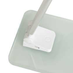 LAMPA UNILUX LED POPY, DESIGN CONTEMPORAN, MOD LAMPA DE NOAPTE, CABLU USB, PORTABILA, BAZA STABILA STICLA 0.8CM, ALUMINIU/STICLA, CULOARE ALB
