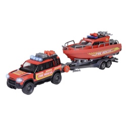 MAJORETTE SET MASINA DE POMPIERI LAND ROVER SI BARCA DE SALVARE - Img 2