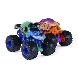 MONSTER JAM SET 2 MASINUTE METALICE JURASSIC ATTACK SI VELOCIRAPTOR SCARA 1 LA 64 - Img 2