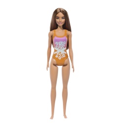 PAPUSA BARBIE BRUNETA CU COSTUM DE BAIE INFLORAT - Img 2