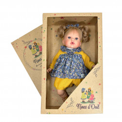 Papusa Nines D'Onil, Tita, cu sunete, cu parul blond, cu rochie albastra, cu miros de vanilie, 45 cm - Img 4
