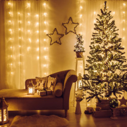 Perdea luminoasă - 200 LEDuri - alb cald - IP44 - 4,2 m - 8 programe - Img 1