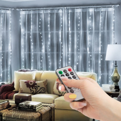 Perdea luminoasă - 300 micro LEDuri - alb rece - 3 x 3 m - 230V - cu telecomandă - Img 1