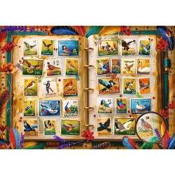 PUZZLE TREFL 1000 COLECTIA DE TIMBRE ATLASUL PASARILOR - Img 2