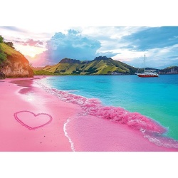 PUZZLE TREFL 1000 COLECTIA SUA PLAJA TROPICALA ROZ POSTER INCLUS - Img 2