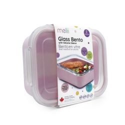 RECIPIENT STICLA 740ML CU HUSA ANTIDERAPANTA SILICON MELII ROZ - Img 1