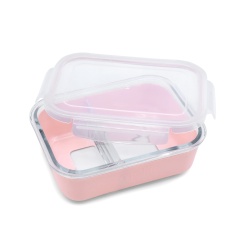 RECIPIENT STICLA 740ML CU HUSA ANTIDERAPANTA SILICON MELII ROZ - Img 2