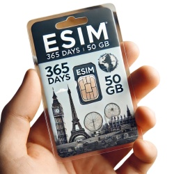 Roaming eSIM 50GB date, eSIM de Mare Viteza pana la 5G, valabil 365 zile din momentul activarii, 60 tari, Global