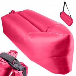 Saltea Autogonflabila "Lazy Bag" tip sezlong, 230 x 70cm, culoare Roz, pentru camping, plaja sau piscina - Img 1