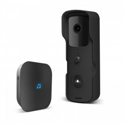 Set sonerie video Smart Wi-Fi - alimentat cu baterie - MicroSD, FHD, PIR - negru - Img 1