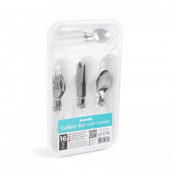 Set tacâmuri cu suport - alb - 16 bucăți - 32,7 x 19,5 x 4,7 cm - Img 3