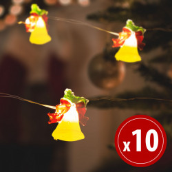 Șir de lumini LED - formă de clopoței - 2,2 metri - 10 LEDuri - alb cald - 2 x AA - Img 1