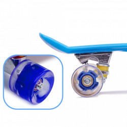 Skateboard Penny Board pentru copii cu roti din cauciuc, iluminate LED, culoare Albastra - Img 4