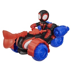 SPIDEY SI PRIETENII LUI UIMITORI MARVEL SET FIGURINA MILES SPIN MORALES SI VEHICUL TECHNO RACER 7.6CM - Img 6