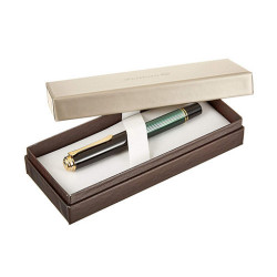 Stilou de lux Pelikan Souveran M1000 F, penita aur 18K, accesorii placate cu aur 18K, corp negru-verde - Img 6