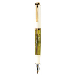 Stilou souveran m400 m,penita aur 14k,accesorii placate cu aur,corp alb-verde