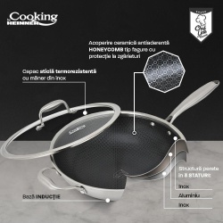 TIGAIE WOK INOX+CAPAC 30x8.5CM,TITANIUM3 - Img 6