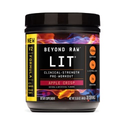 Beyond Raw Lit V2 Pre-workout With Crisp Apple Flavor, Pre-workout Cu Aroma De Mere, 441 G