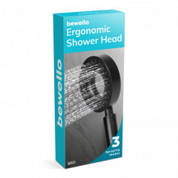 Cap de duș ergonomic - 3 funcții - negru mat - BEWELLO - Img 4
